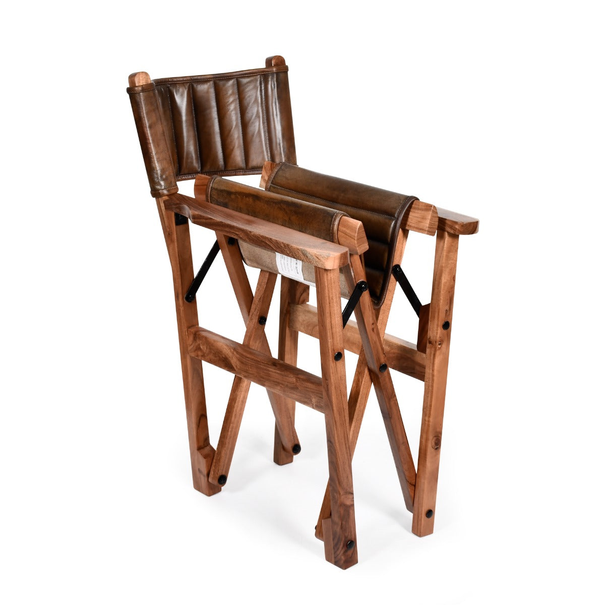 23" Folding Dining Chair in Antique Whiskey Leather