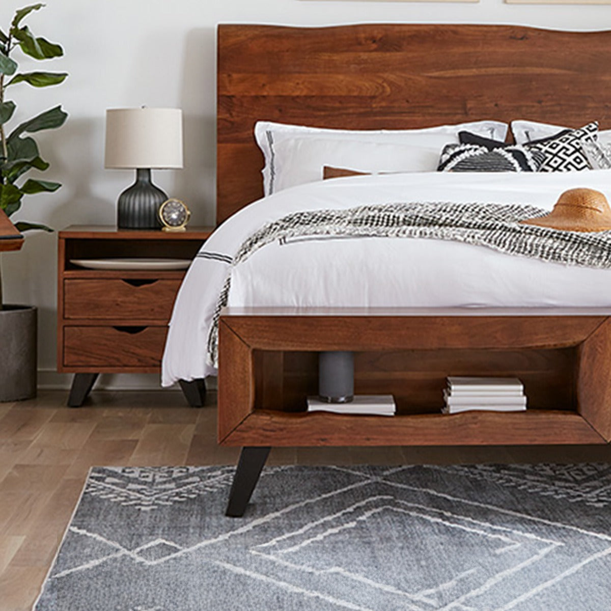 23" Walnut Wood Nightstand