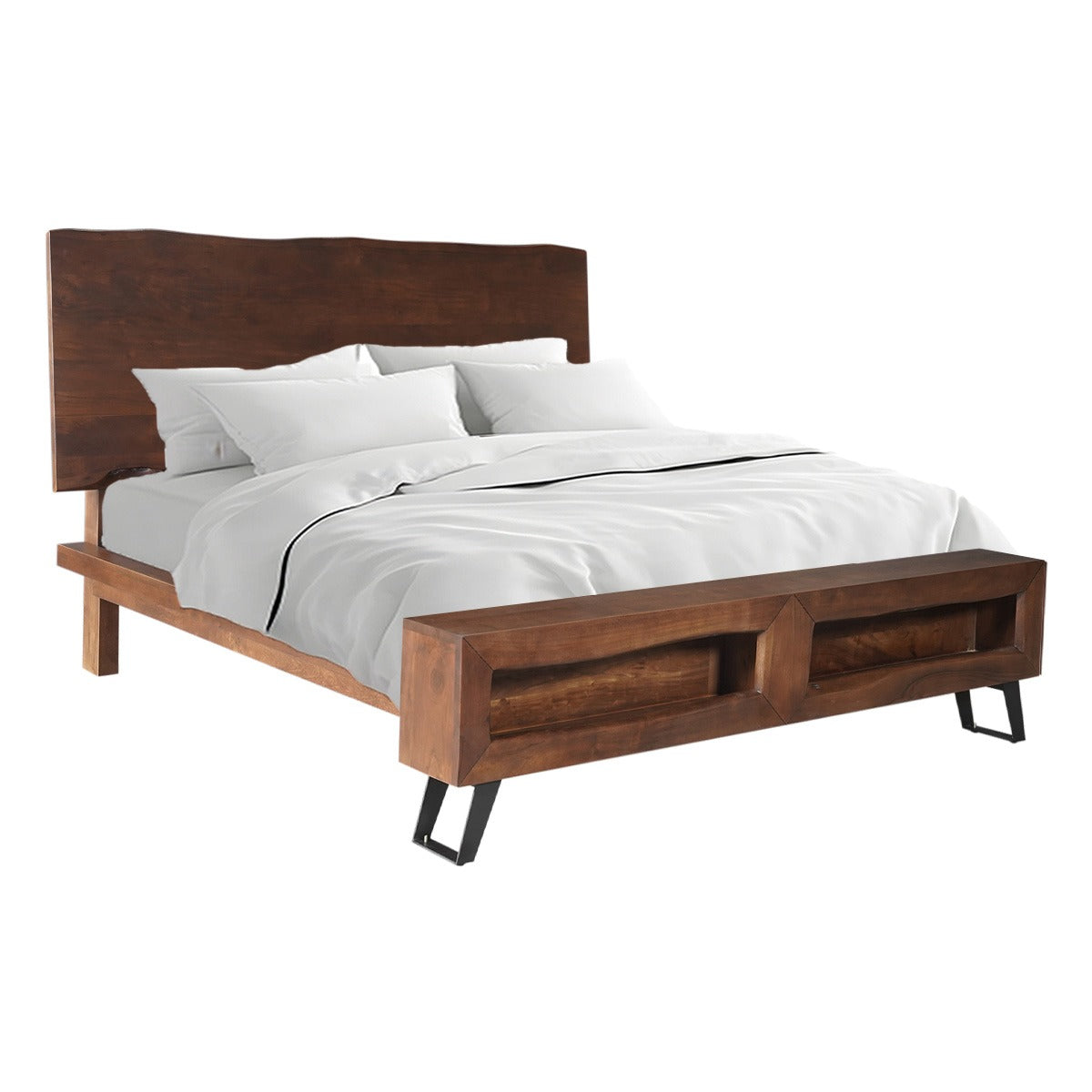 75" Walnut Queen Size Bed