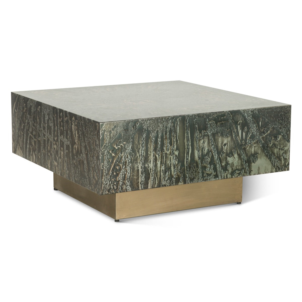 35" Desert Patina and Brass Coffee Table