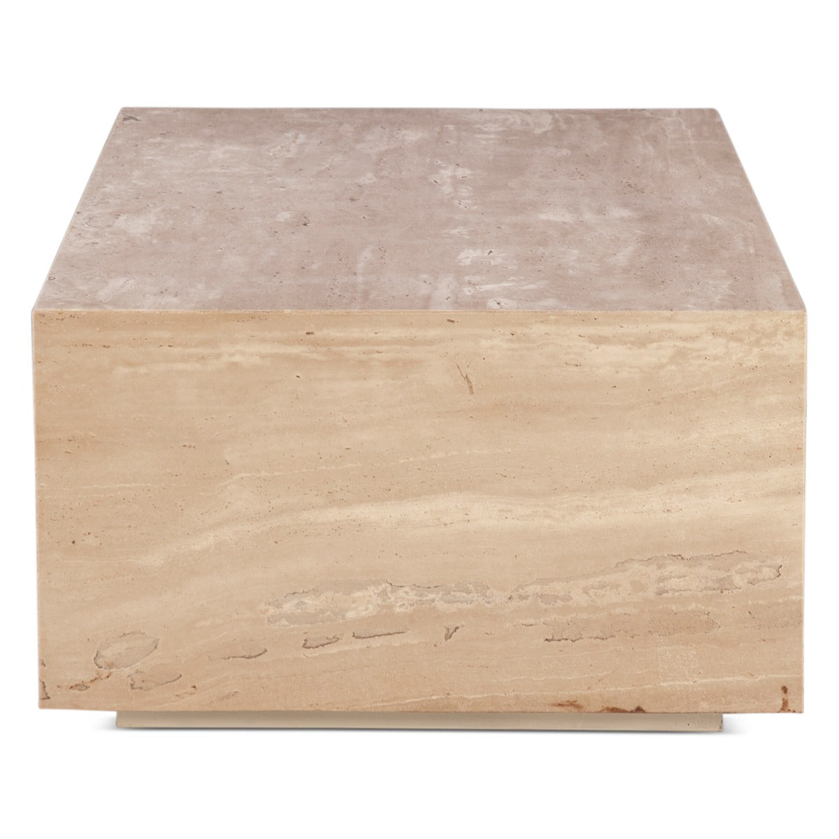 50" Travertine Stone Drum Coffee Table