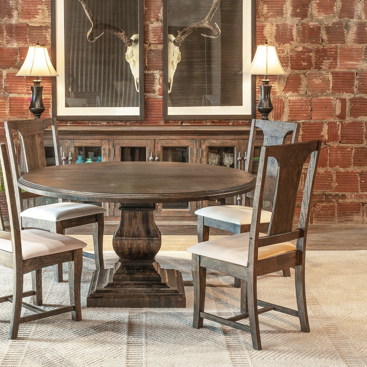 19" Weathered Mango Upholstered Dining Chair