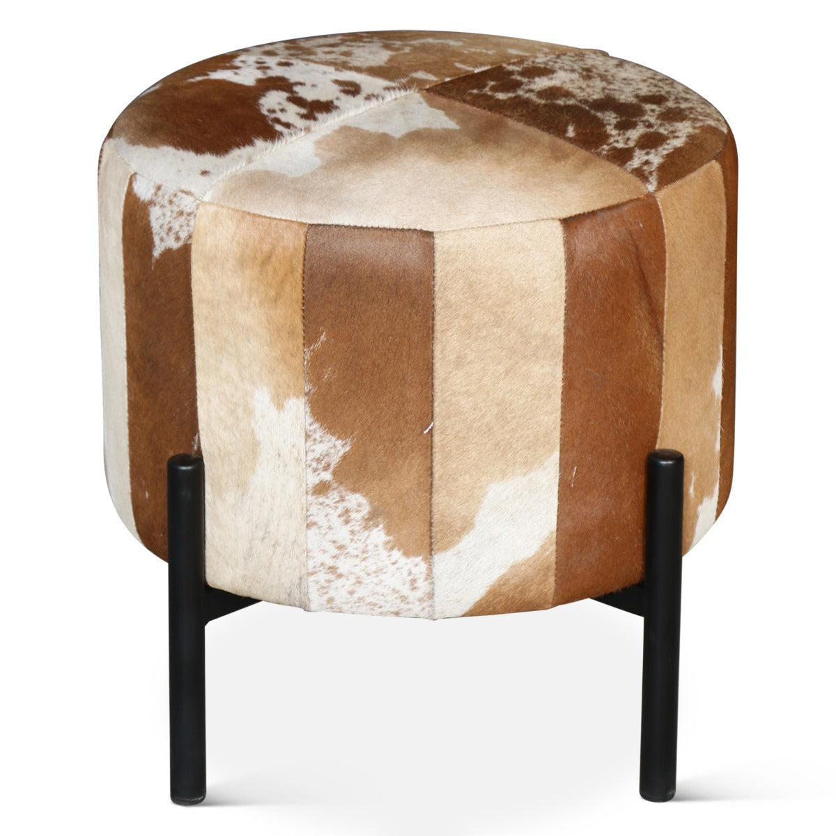 19" Brown Hair-on-Hide Leather Stool