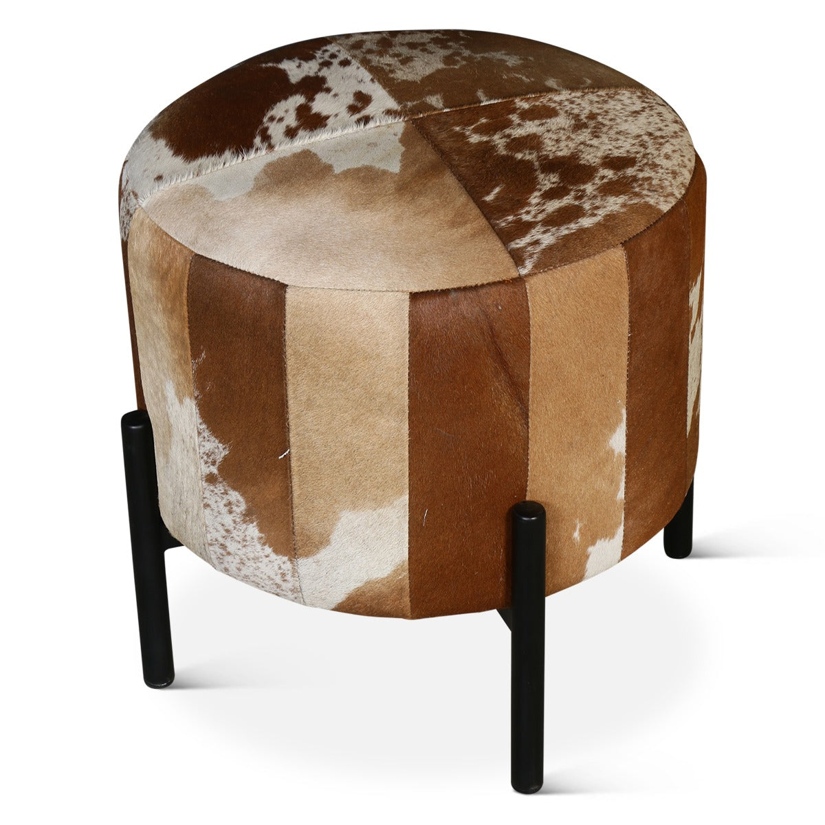 19" Brown Hair-on-Hide Leather Stool