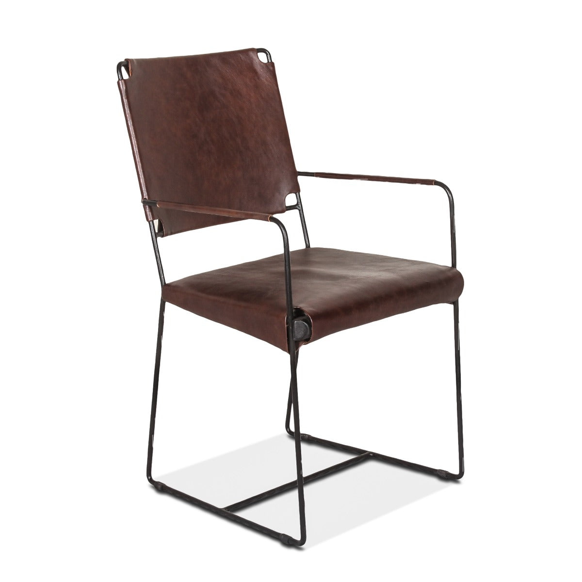 19" Chocolate Leather Dining Armchair