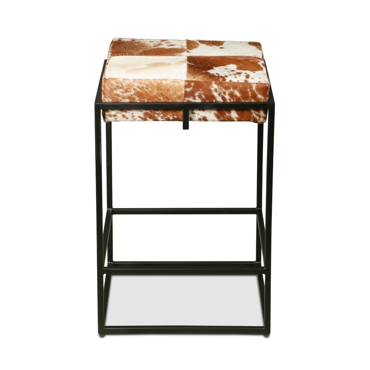 17" Brown Cowhide Stool
