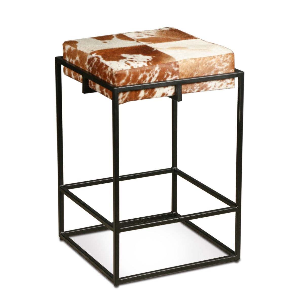 17" Brown Cowhide Stool