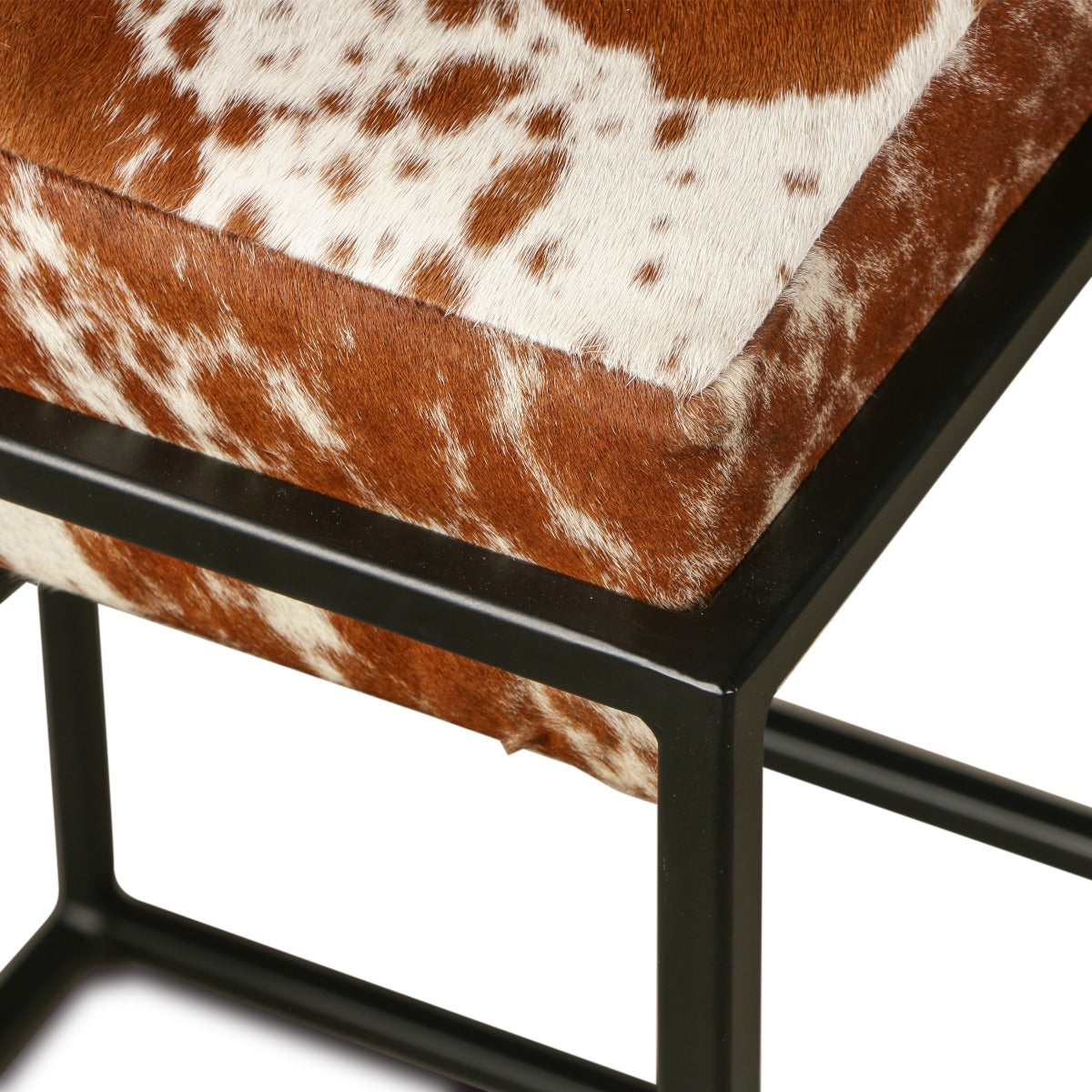 17" Brown Cowhide Stool