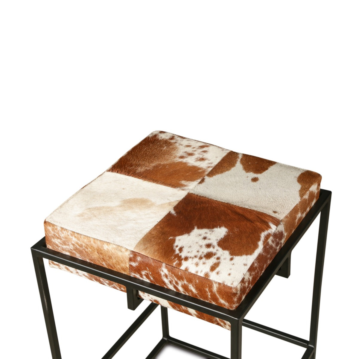 17" Brown Cowhide Stool