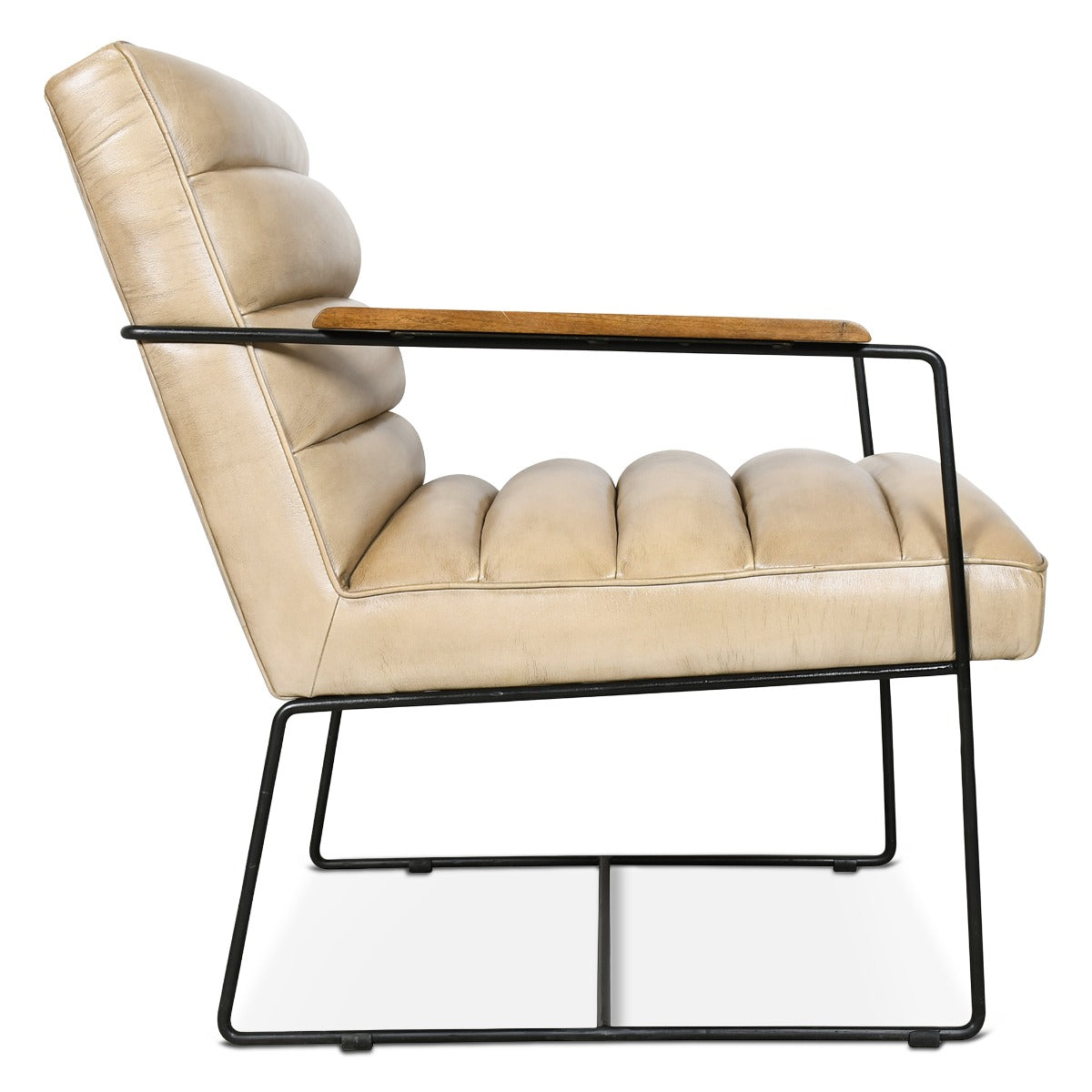 26" Antique Ivory Leather Accent Chair