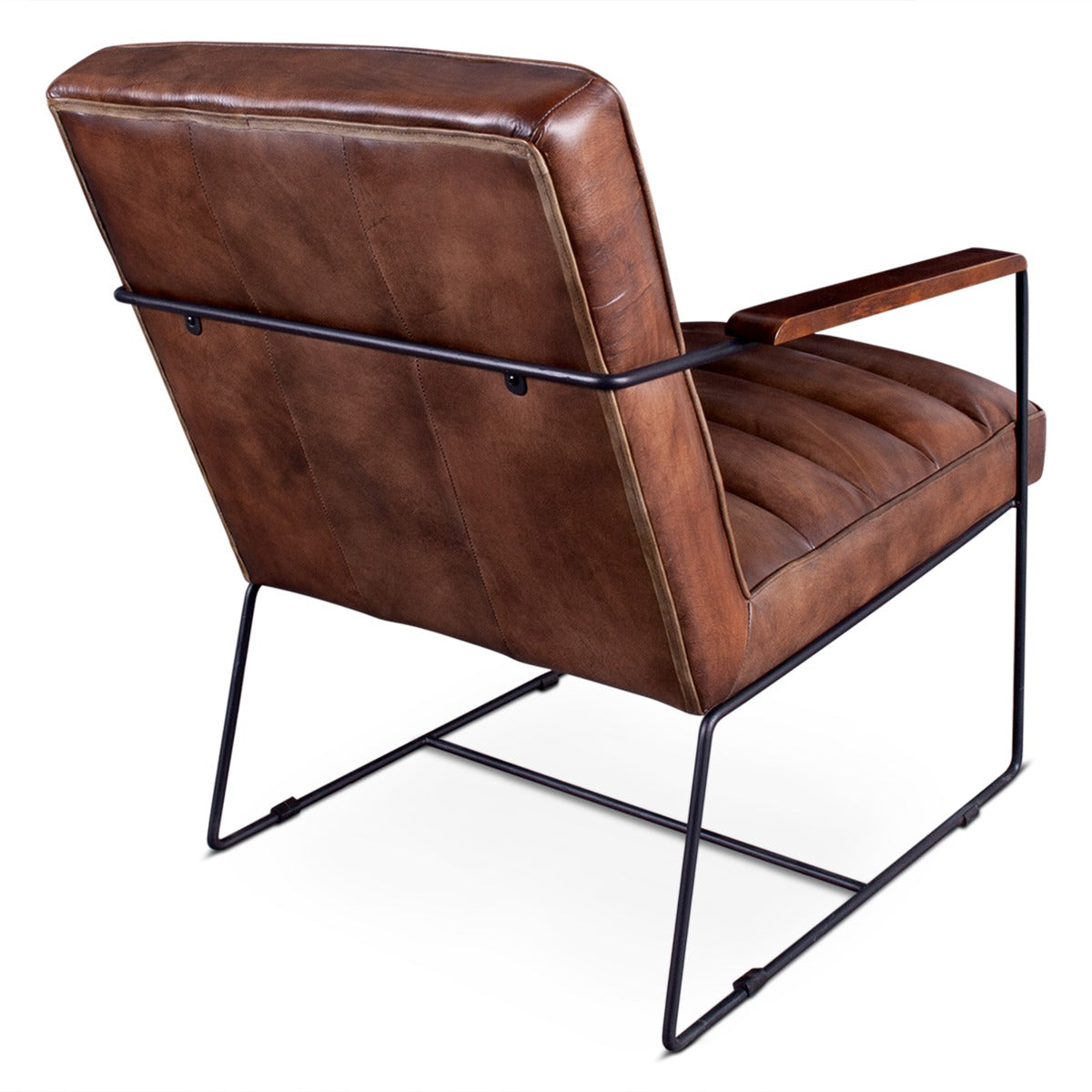 26" Antique Whiskey Leather Accent Chair