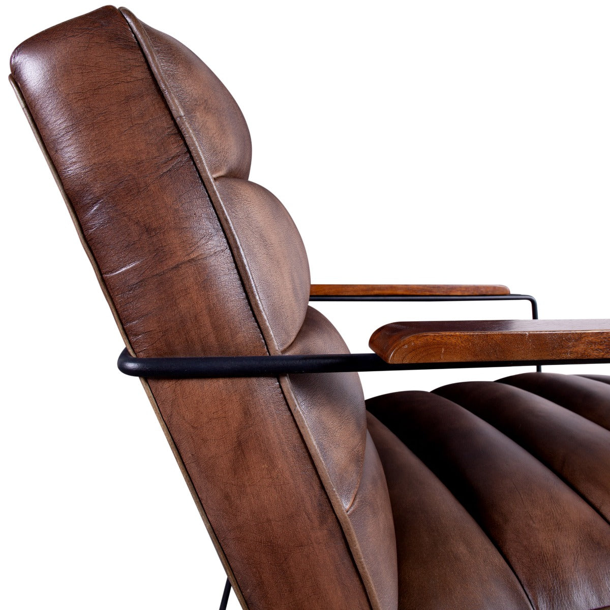 26" Antique Whiskey Leather Accent Chair