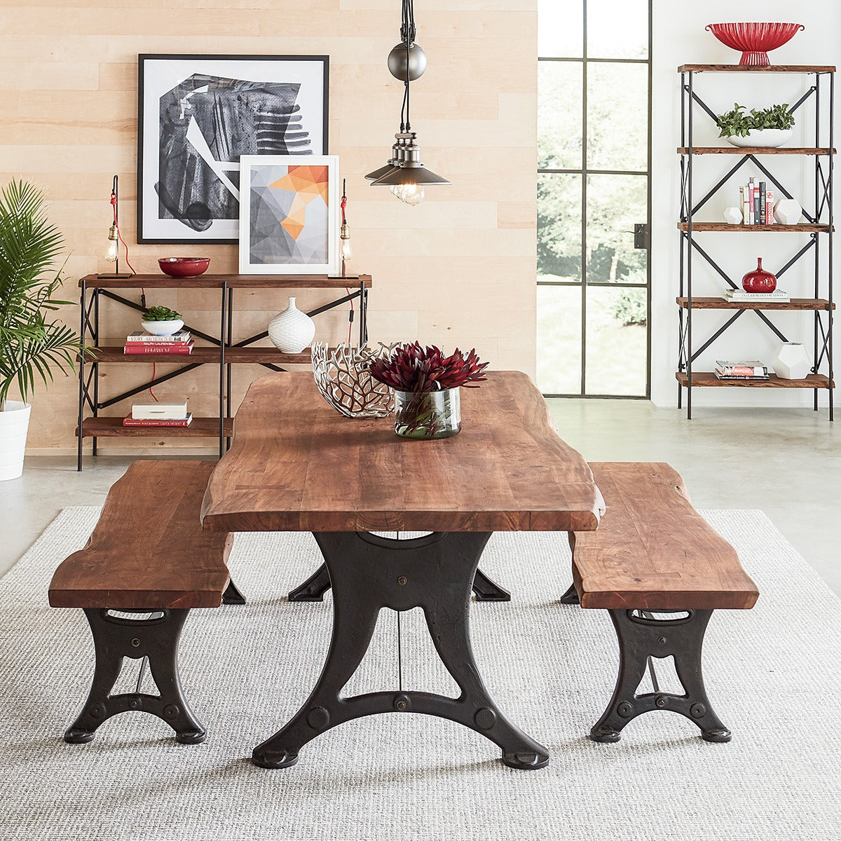 70" Raw Walnut Acacia Wood Bench