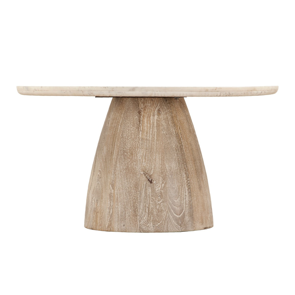 36" White Marble and Whitewash Mango Coffee Table