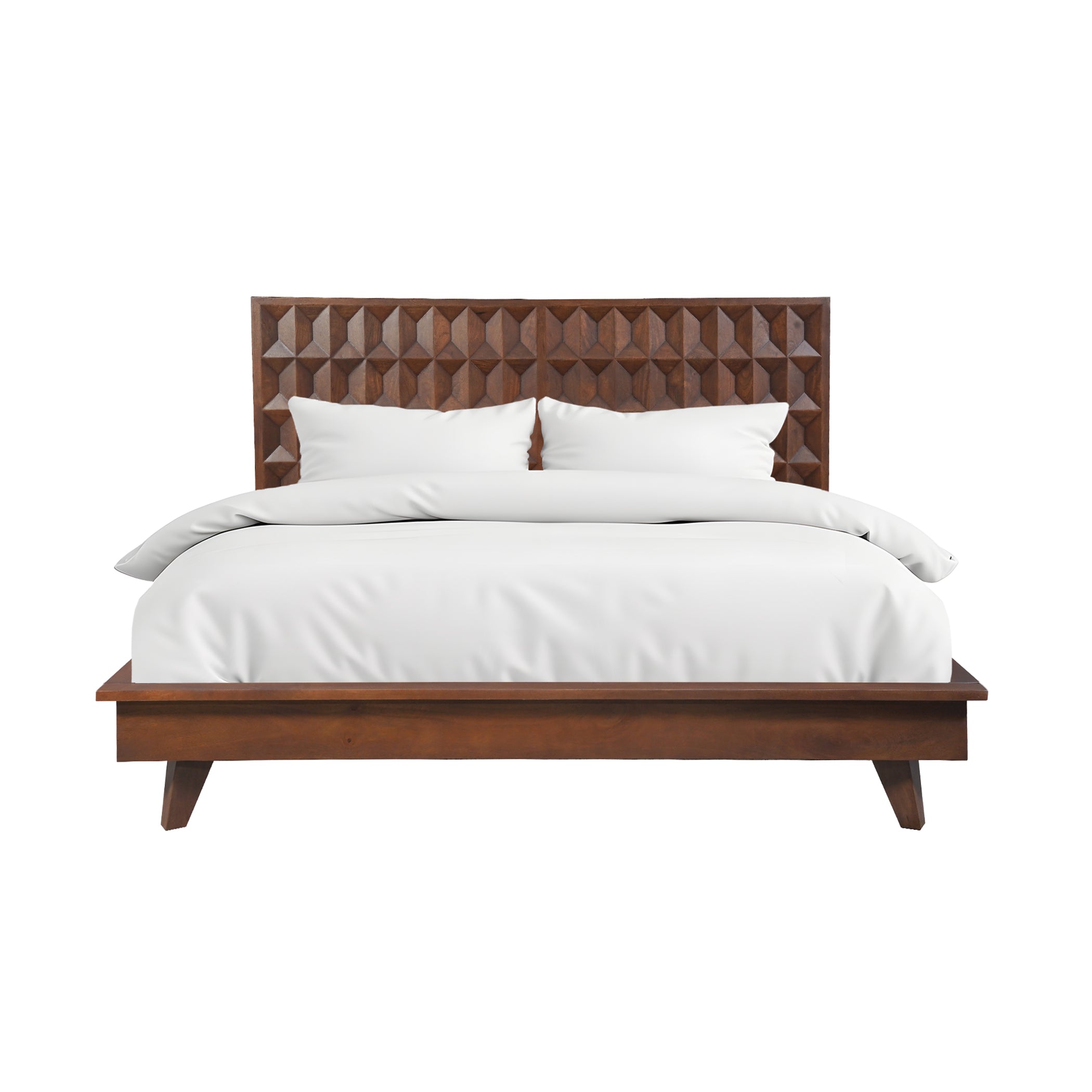 83" Royal Brown Carved Wood King Size Bed