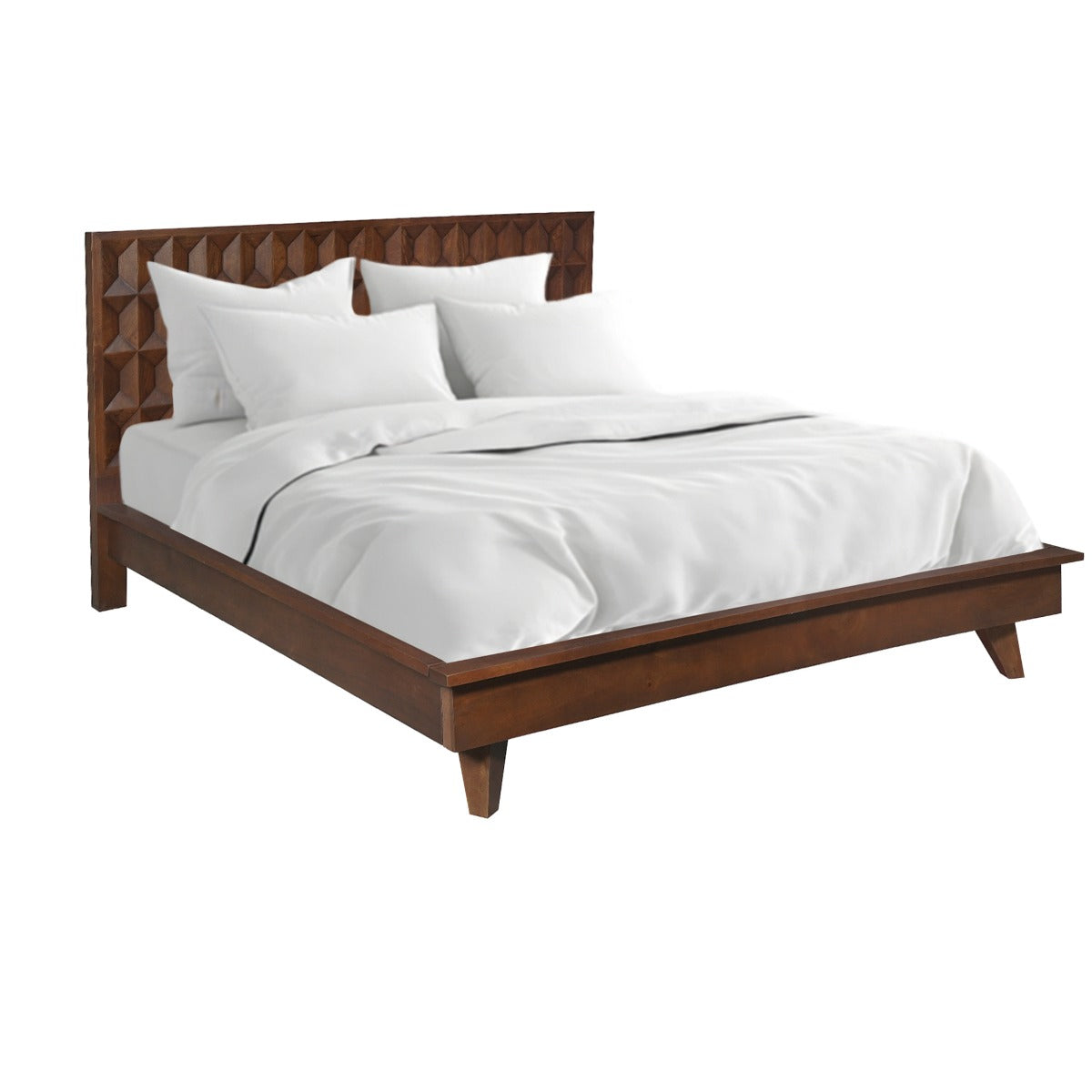 83" Royal Brown Carved Wood King Size Bed
