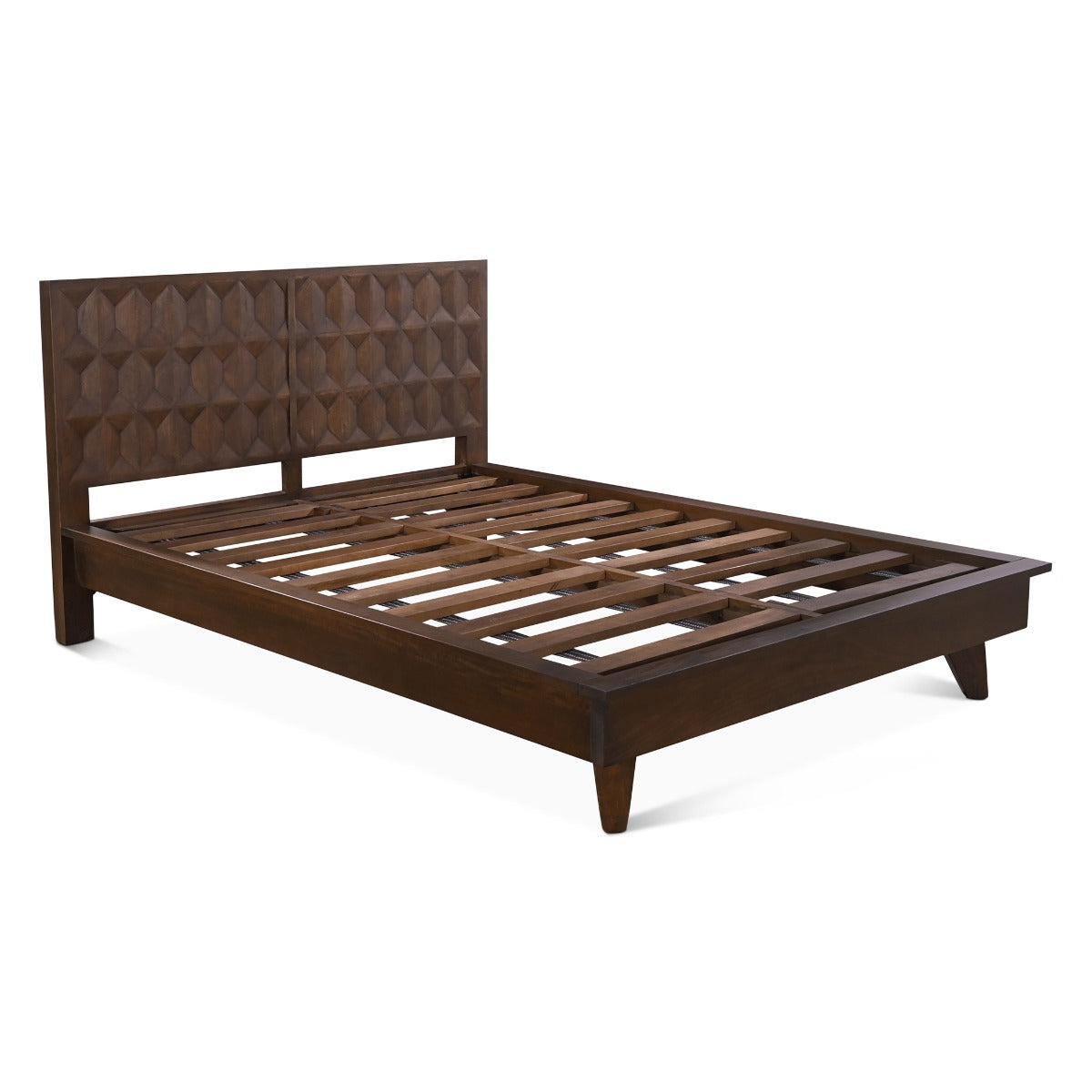 67" Royal Brown Carved Wood Queen Size Bed