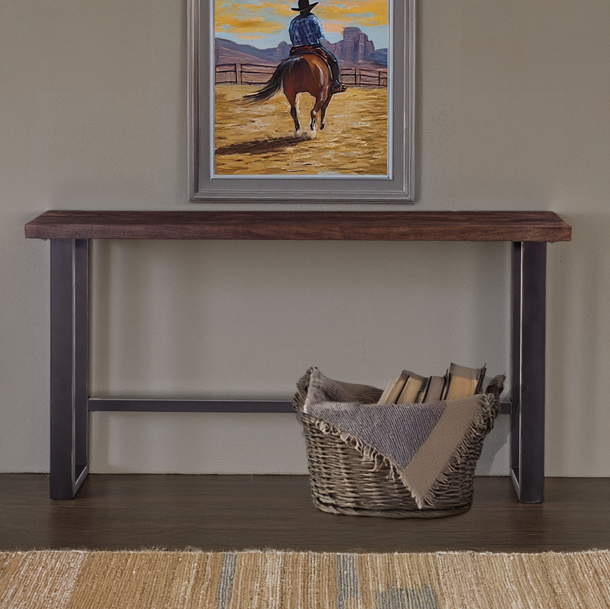 70" Tawny Brown Acacia Wood Console Table