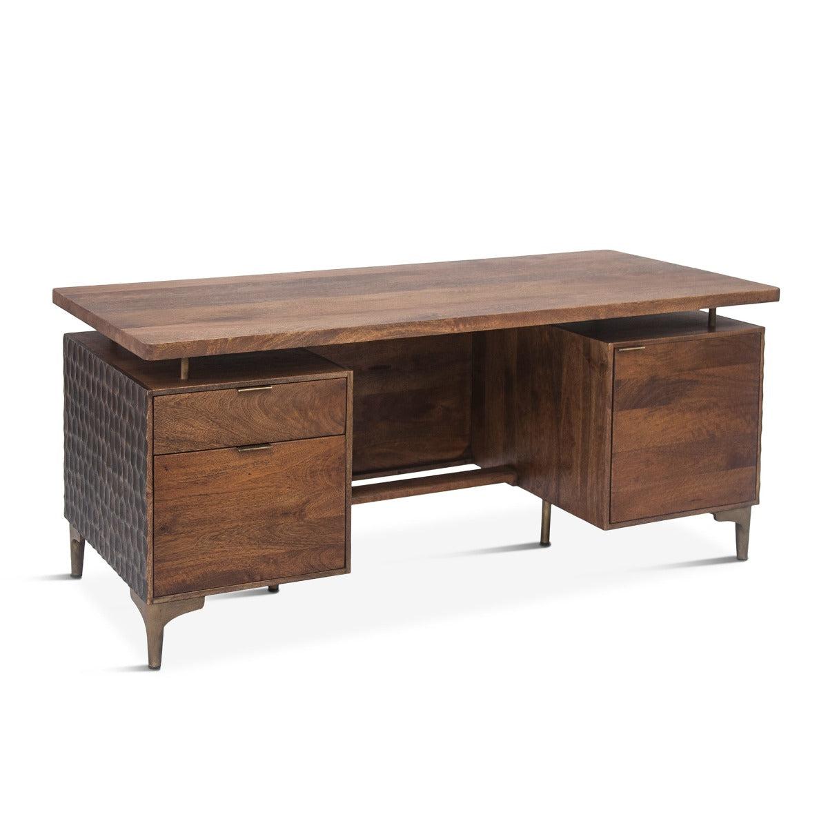 66" Two-Tone Carved Office Desk