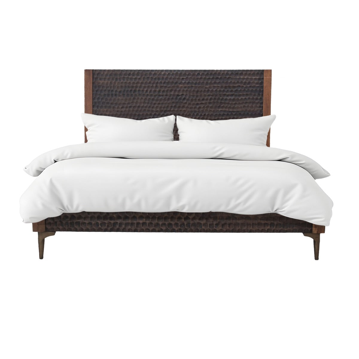 80" Two-Tone Carved Wood King Size Bed