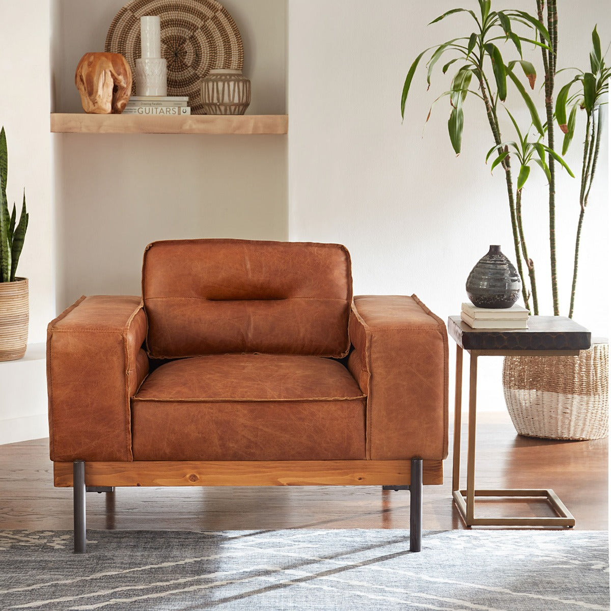 18" Two-Tone Mango Wood Side Table