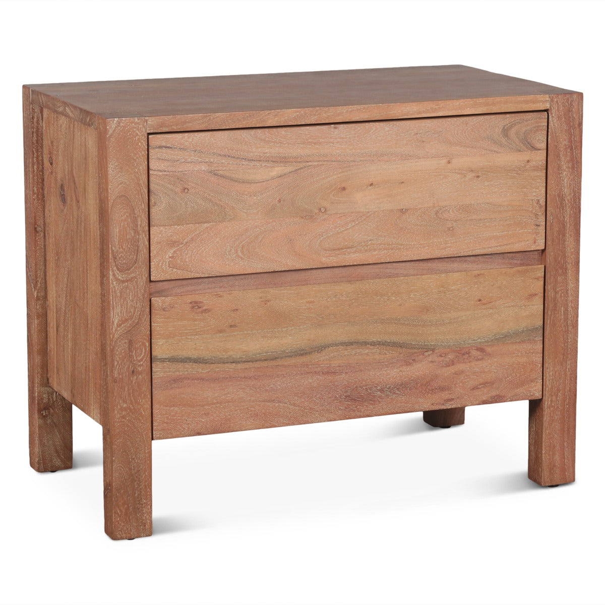 18" Brushed Acacia Wood Nightstand