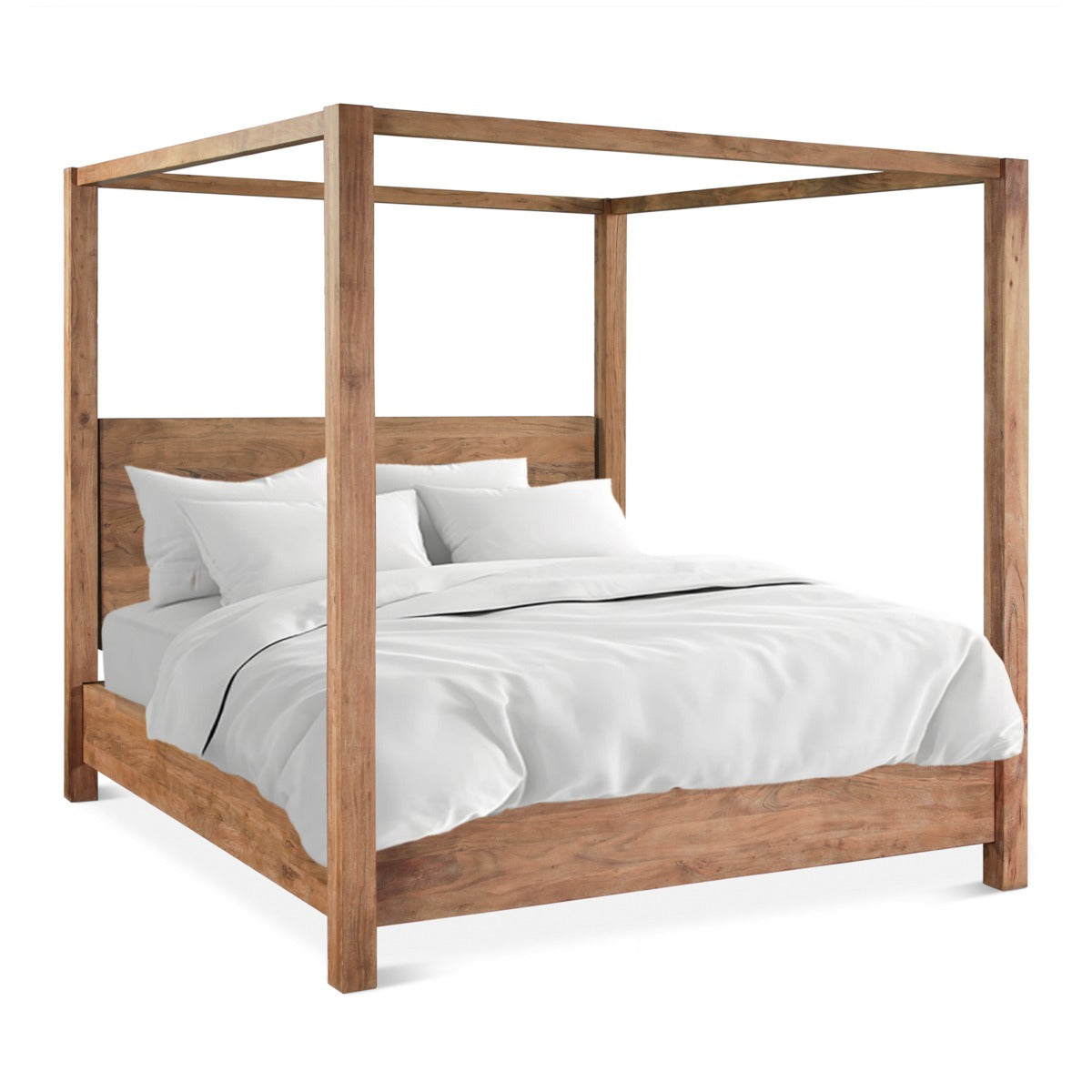 67" Brushed Acacia Wood Queen Size Bed