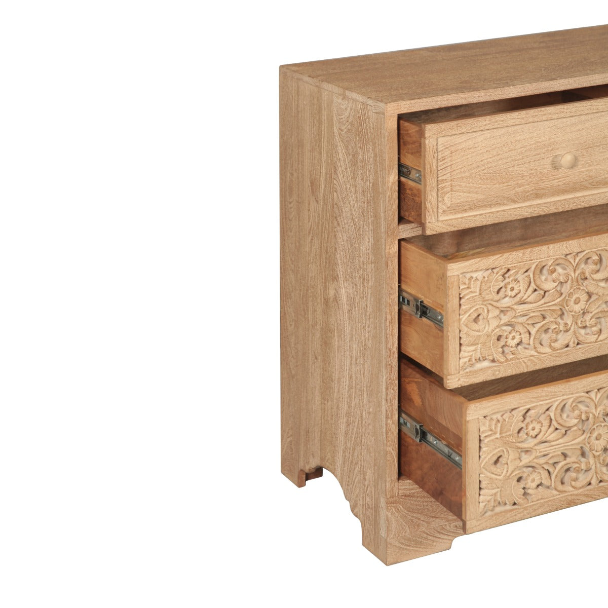 71" Hand-Carved Whitewash Dresser