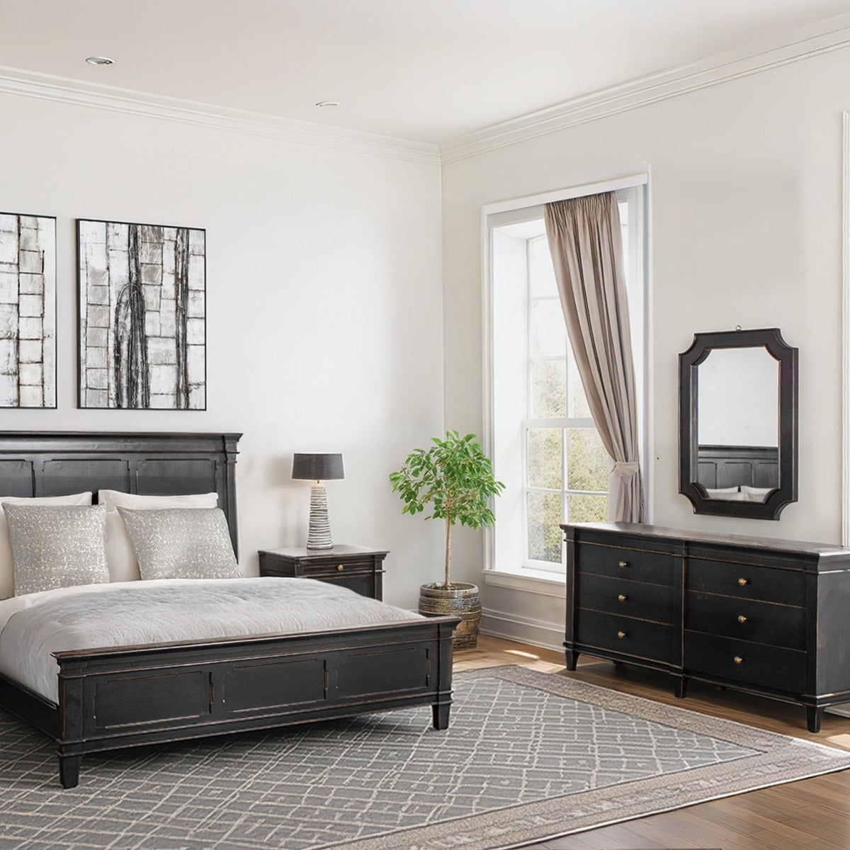 70" Distressed Black Mango Dresser