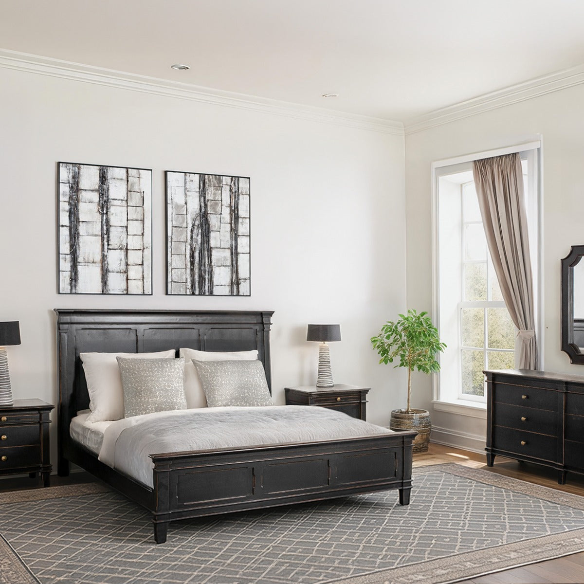 67" Distressed Black Mango Queen Bed