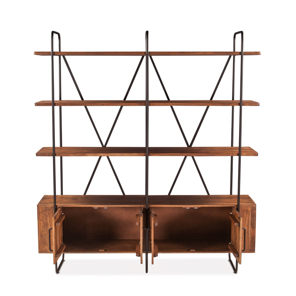 75" Pecan Brown Acacia Wood Bookshelf