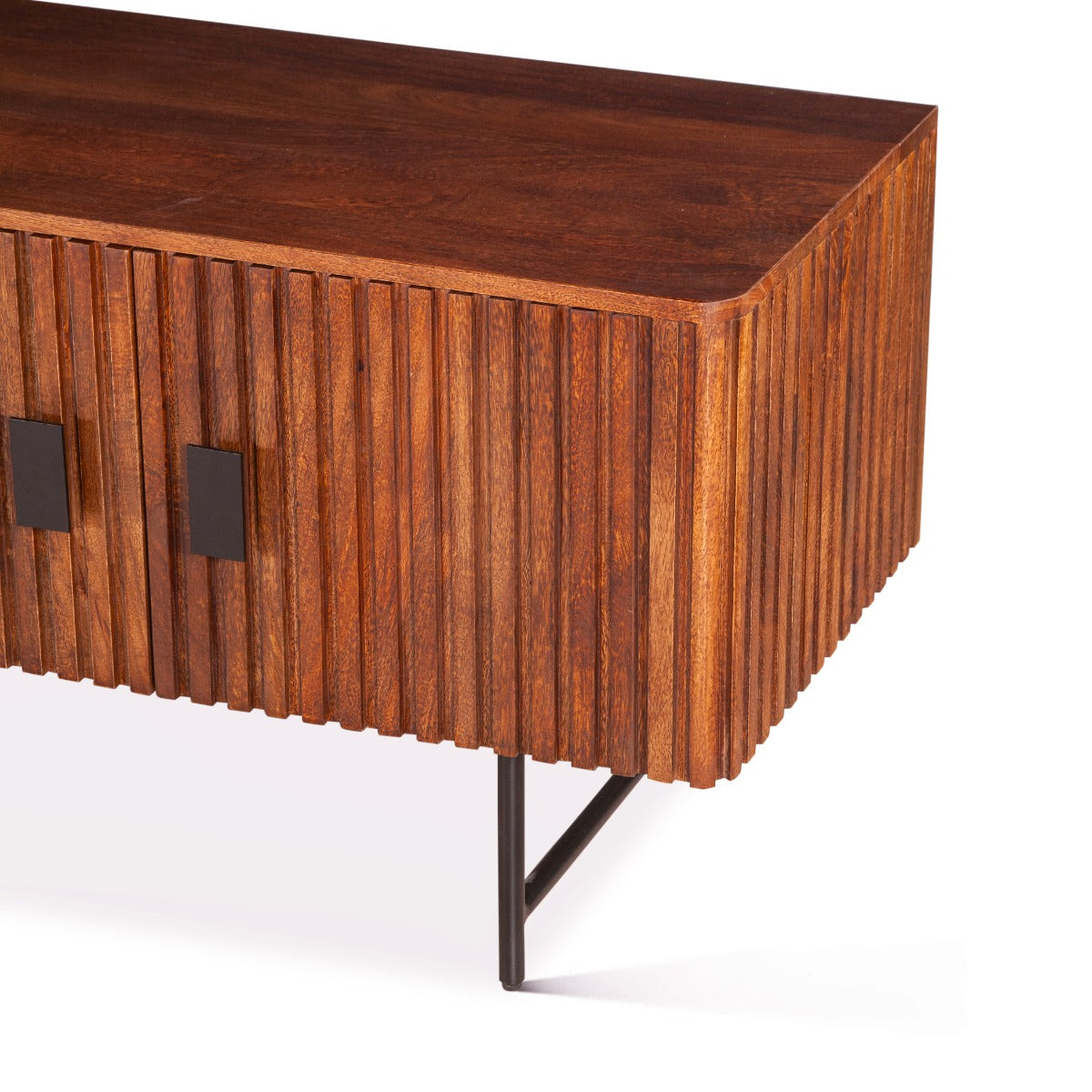 98" Pecan Brown Fluted Mango Wood Media Console