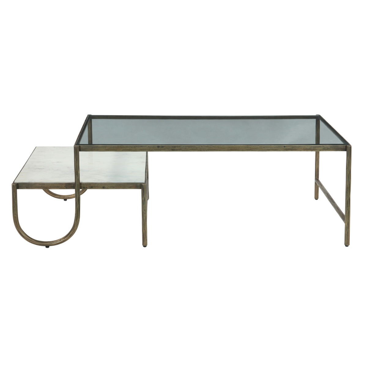 28" Glass and Marble Coffee Table