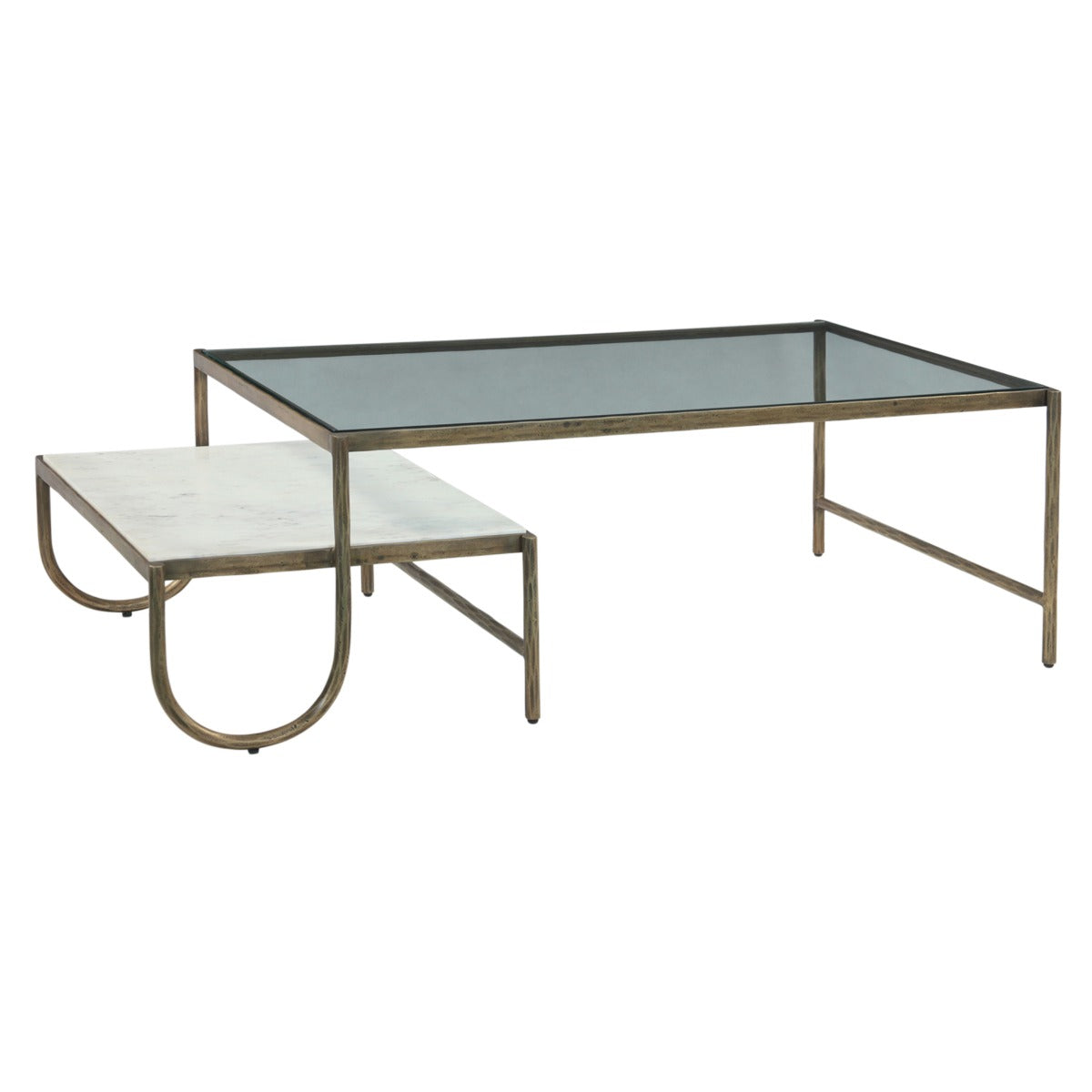 28" Glass and Marble Coffee Table