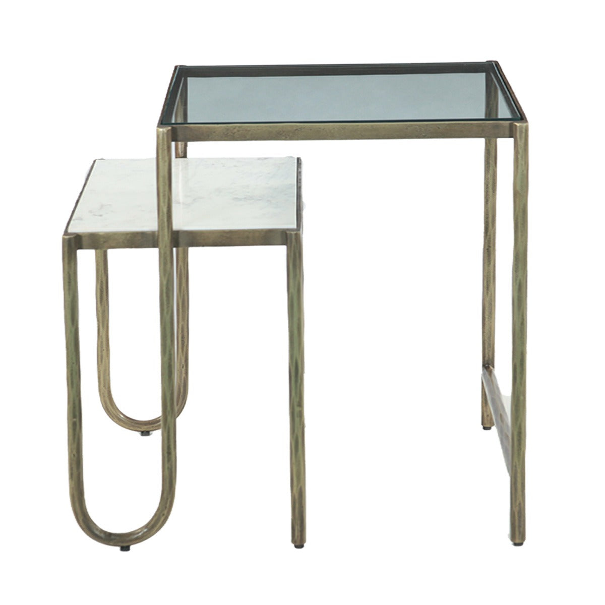 21.5" Glass and Marble Side Table