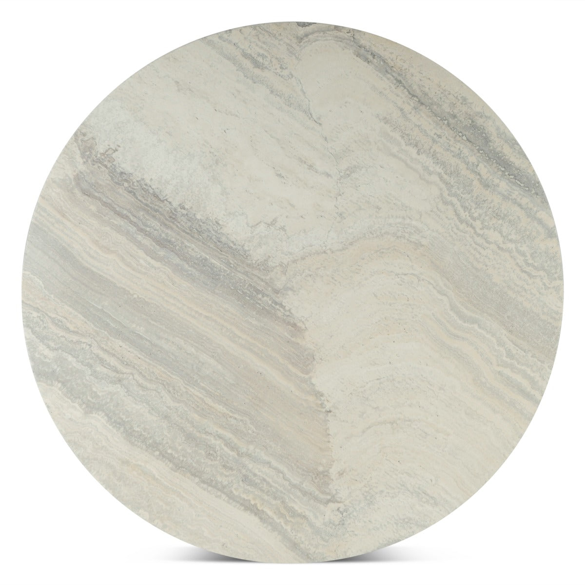 48" White Travertine Round Dining Table