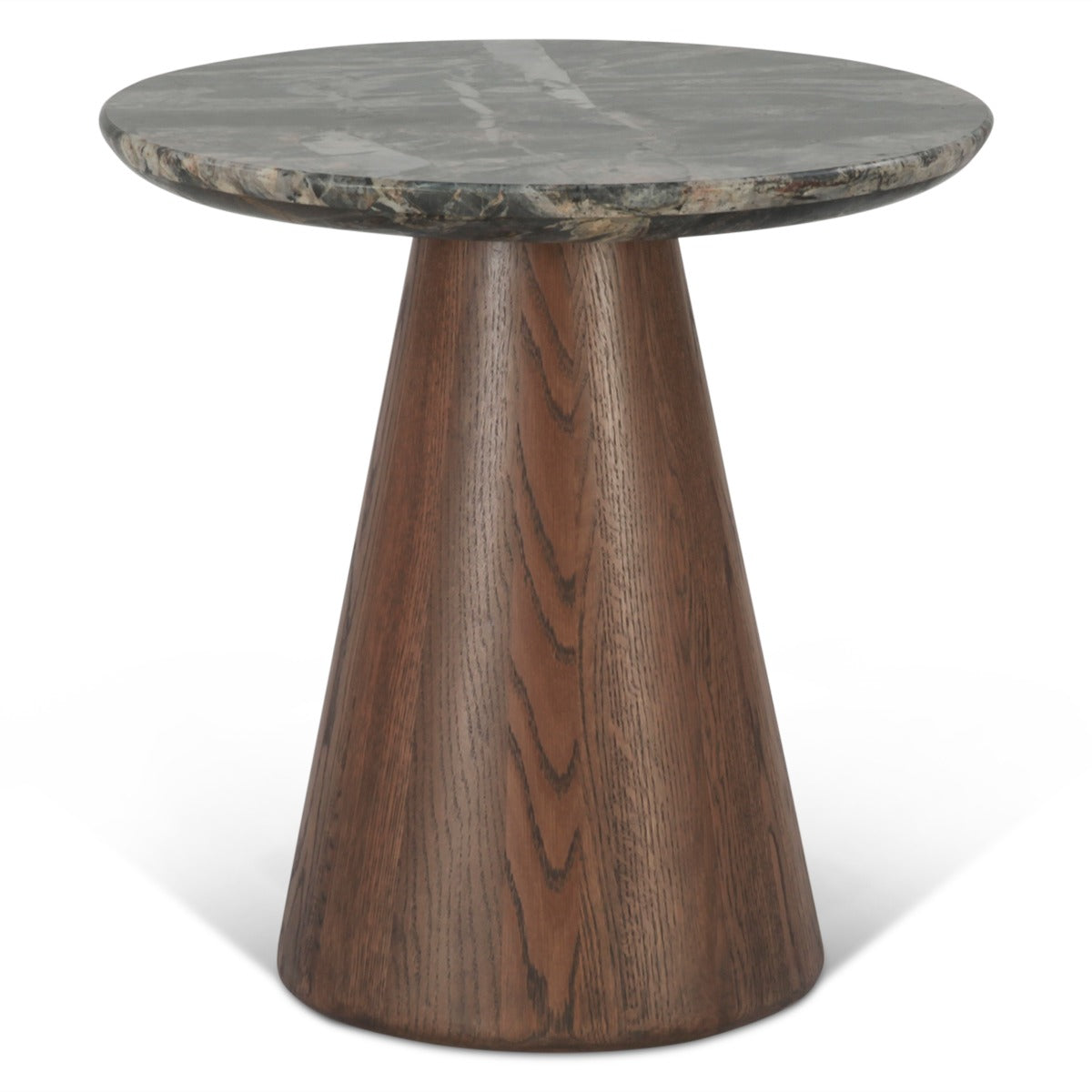 22" Lava Marble and Dark Oak Side Table