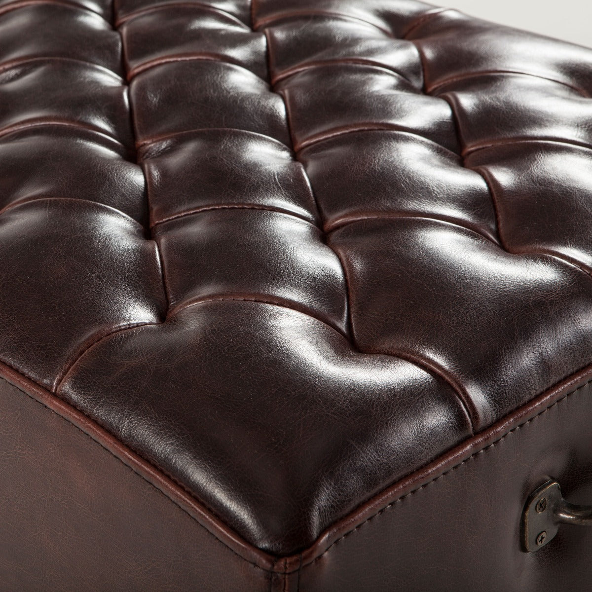 59" Brown Leather Upholstered Bench