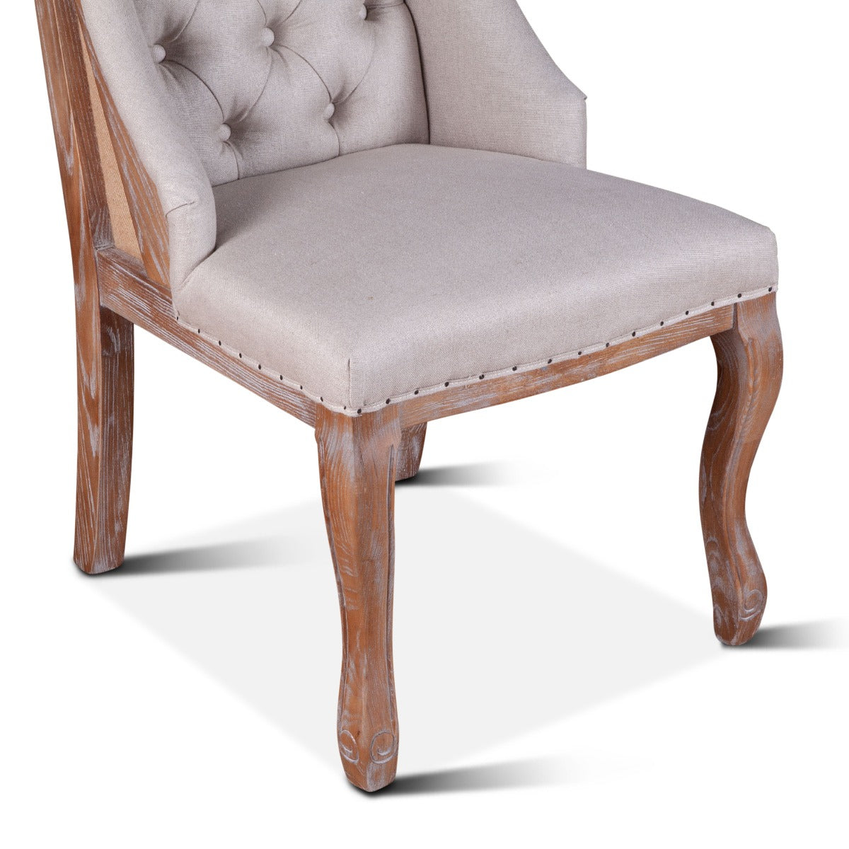 25" Off-White Linen Tufted Dining Chair