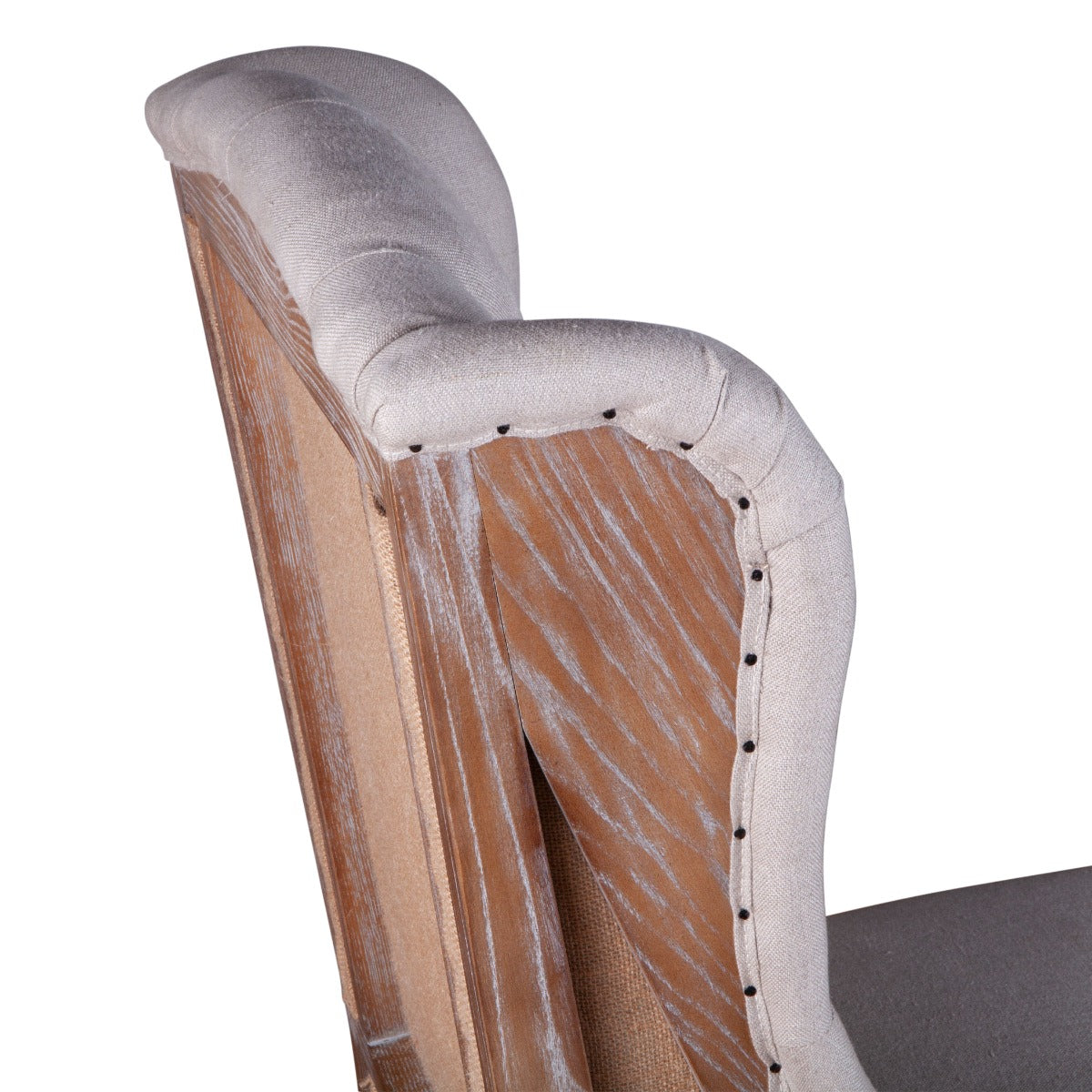 25" Off-White Linen Tufted Dining Chair