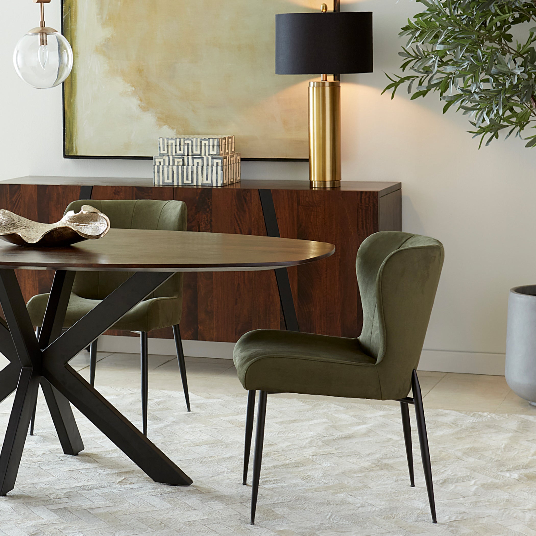 20" Dining Chair in Green Eco Suede