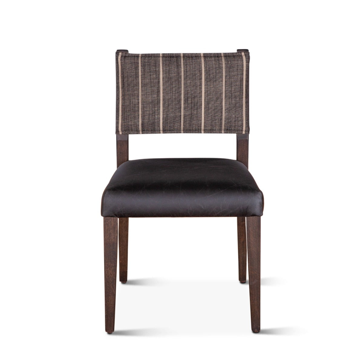 20" Black Linen and Leather Dining Chair
