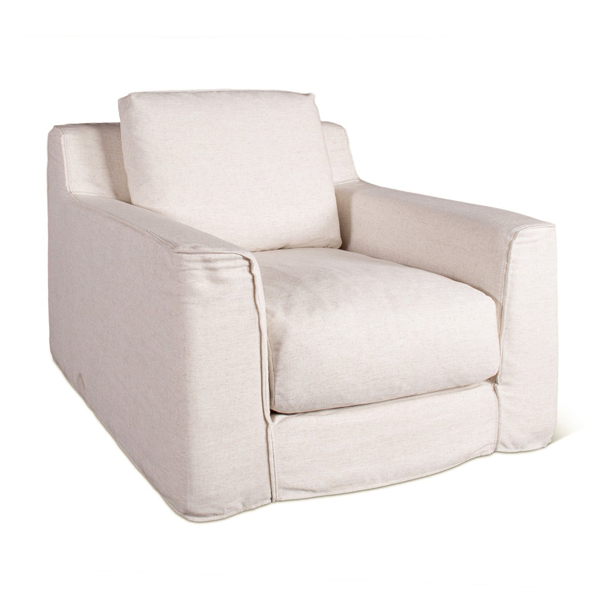 37" White Linen Slipcovered Accent Chair