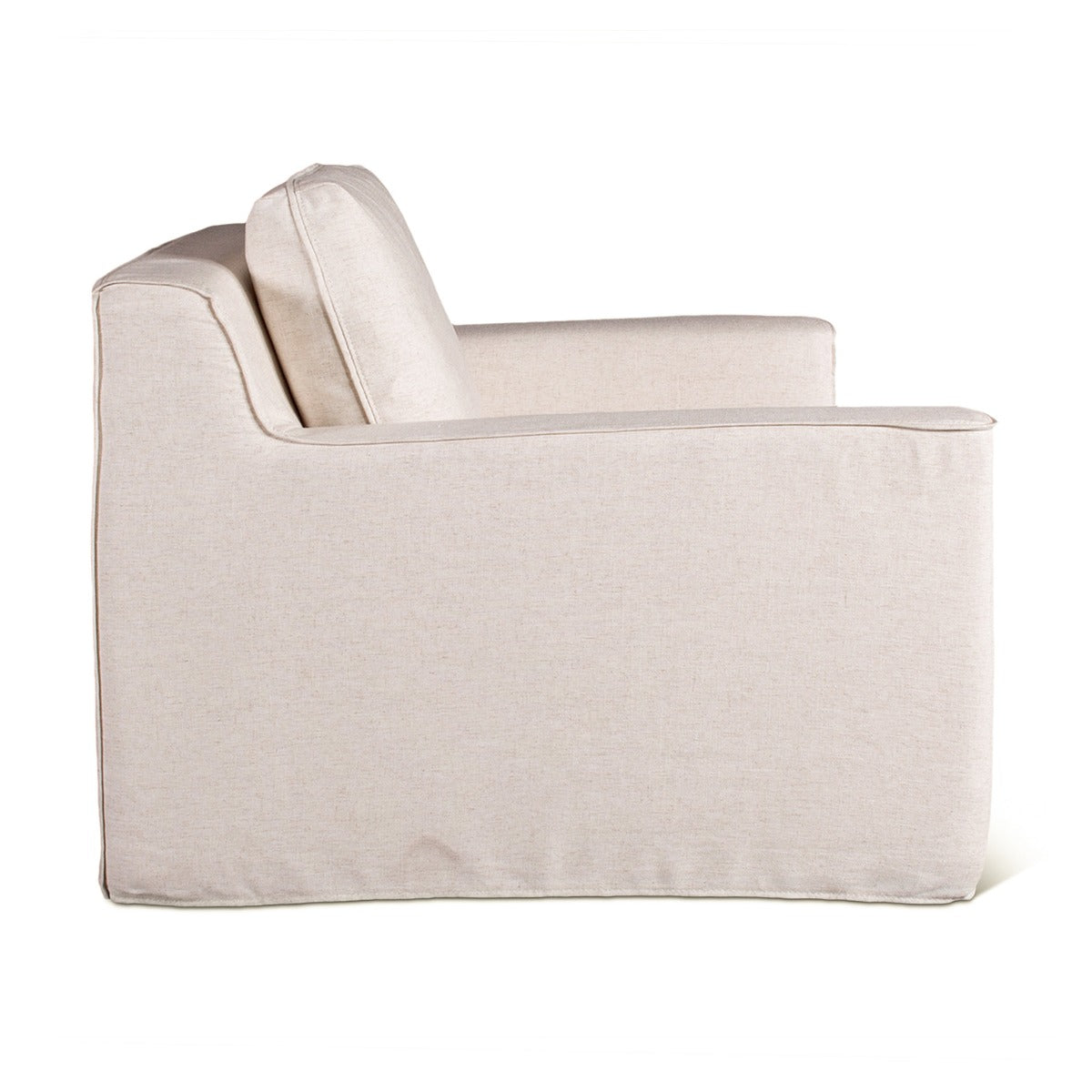 37" White Linen Slipcovered Accent Chair