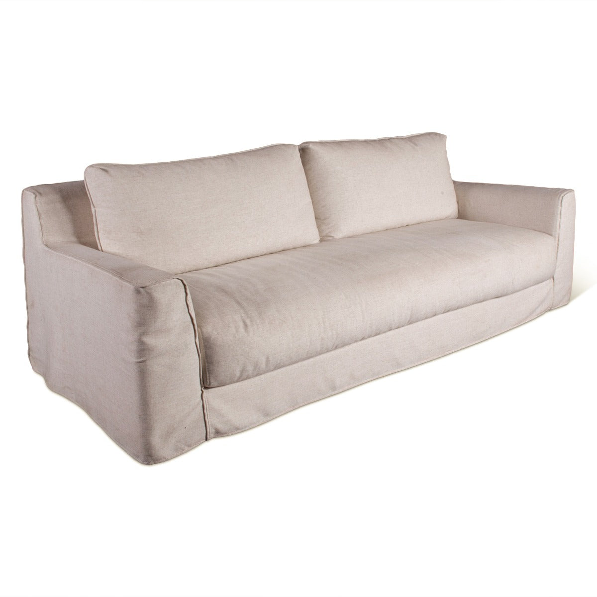 87" White Linen Slipcovered Sofa