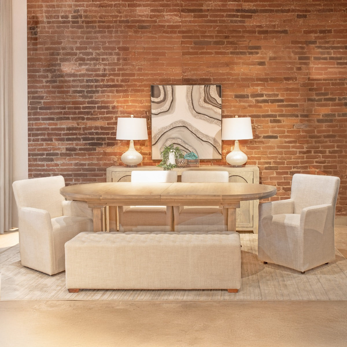 86" Gray Birch Wood Oval Dining Table
