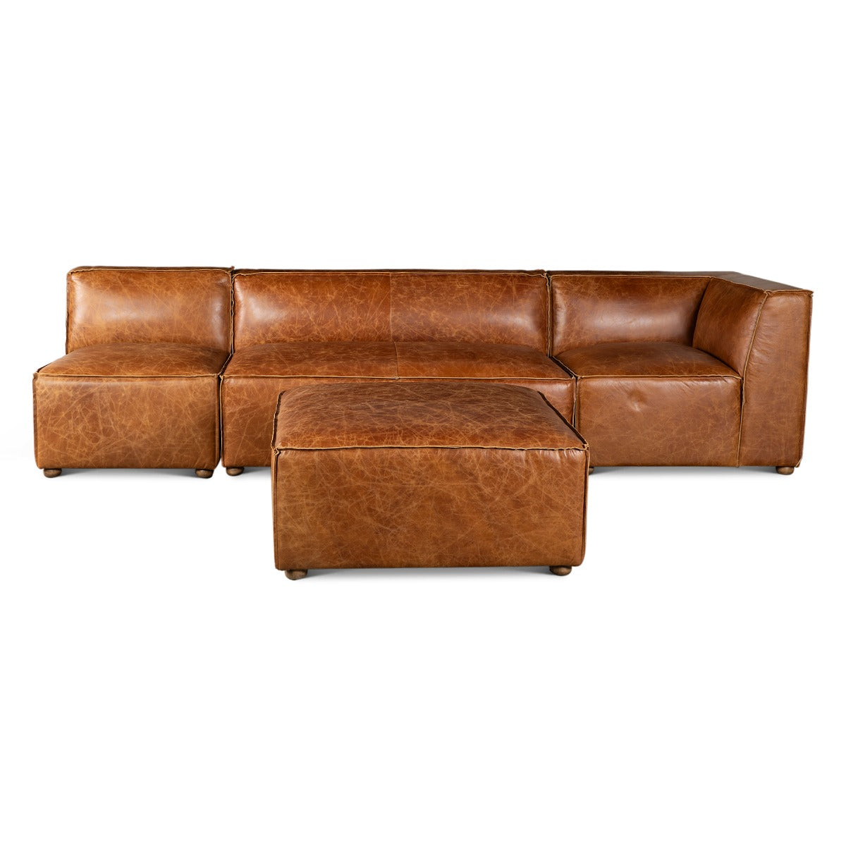 112" Cocoa Brown Leather Sectional Sofa