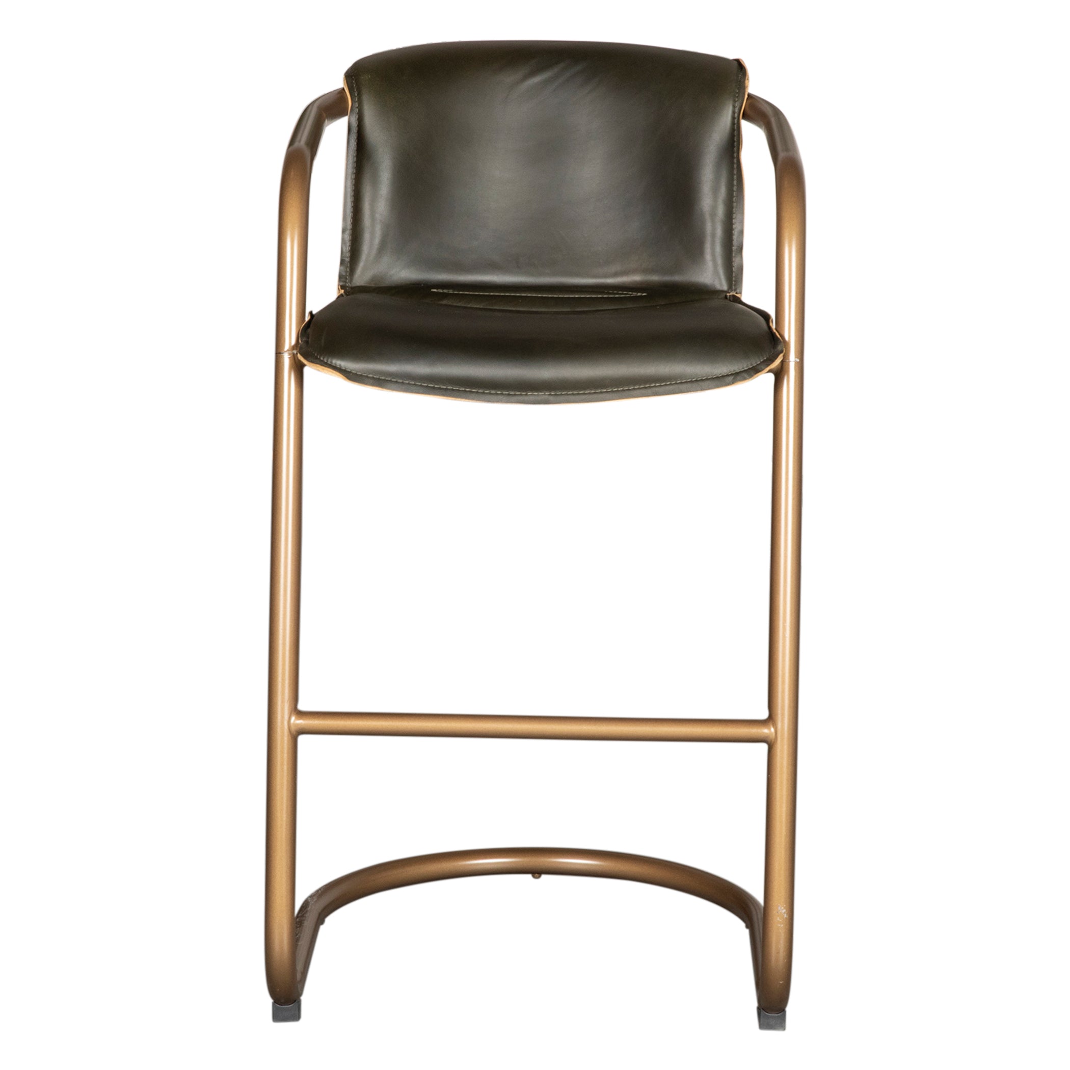 22" Emerald Green Leather Bar Chair