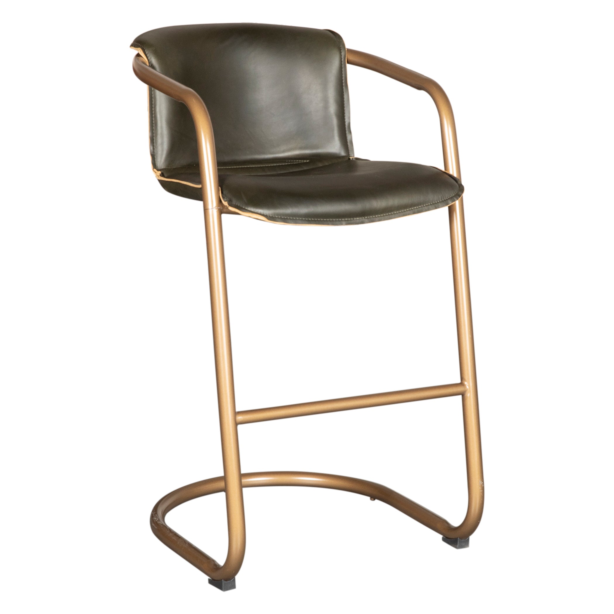 22" Emerald Green Leather Bar Chair