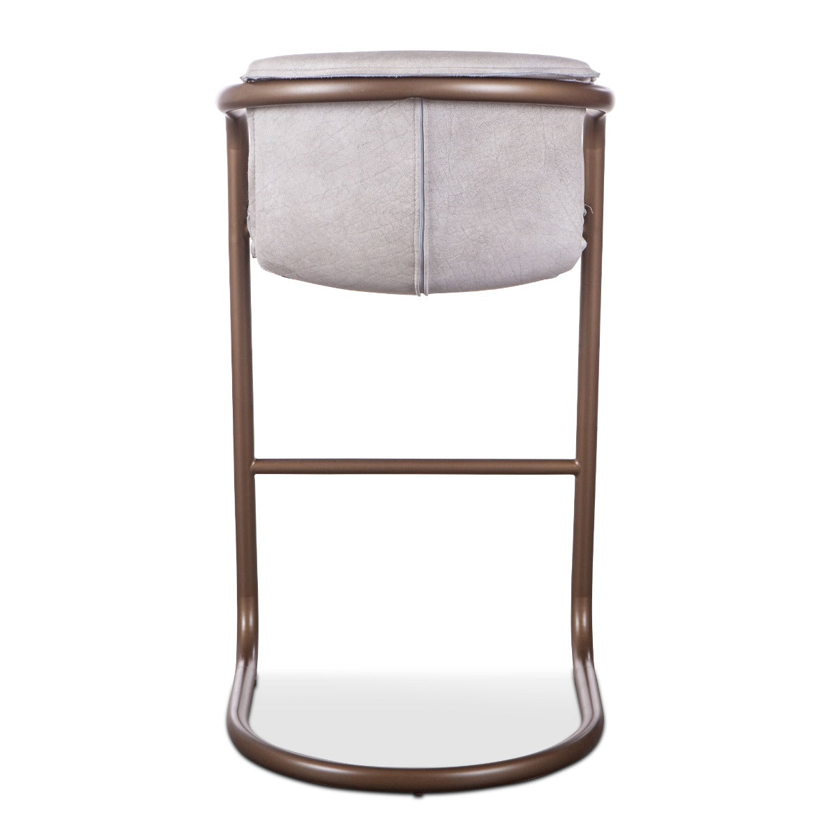 22" Vintage White Leather Bar Chair